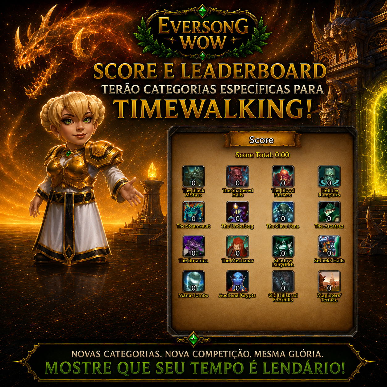 Tela de score e detalhes do sistema Mythic Plus